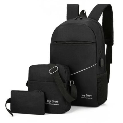 3-piece Men's Backpack Set with USB Charging