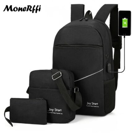 3Pcs Backpack Set Men ' S Usb Charging