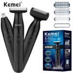 Kemei 3 in 1 Electric Shaver for Men Waterproof Nose Ear Beard Pubic Hair Trimmer Body Ball Multifunction Grooming KM-114