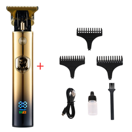 Kemei KM-252 USB Hair Clipper Specialty Strip Line Fully Waterproof Trimmer 120 min Runtime 5 Length Settings (Gold, Black)