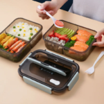 Portable Bento Lunch Box with Compartments and Cutlery