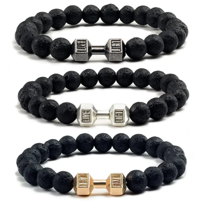 Premium Lava Stone Dumbbell Bracelet