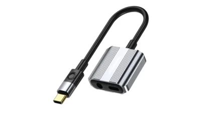 Green Lion 2 In 1 Splitter Adapter Type-C to AUX & Type-C - Grey