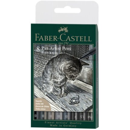 Pitt Artist Pen, Black & Grey - Wallet of 8 - #167171
