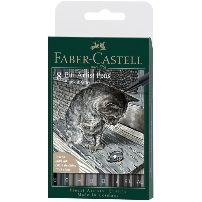 Pitt Artist Pen, Black & Grey - Wallet of 8 - #167171