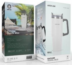 Green Lion Vacuum Travel Mug White